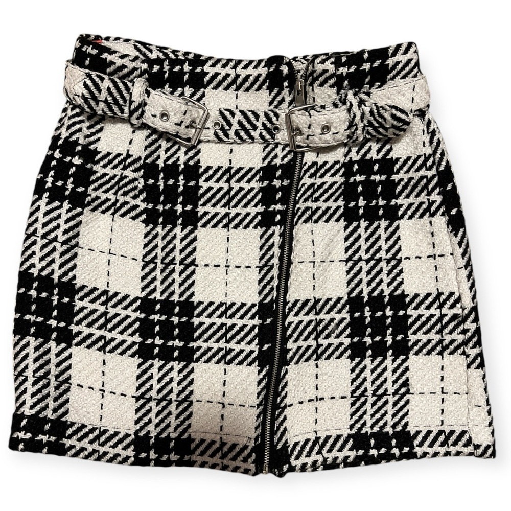 Zara Houndstooth Mini Skirt with Belt- Size S